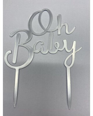 Oh baby topper zilver acryl