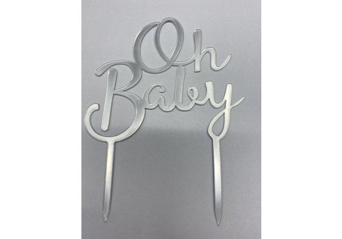 Oh baby topper zilver acryl 