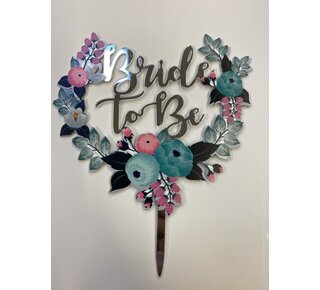 Topper bride to be zilver acryl