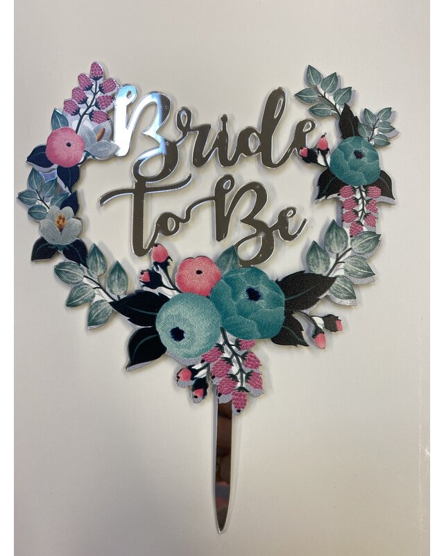 Topper bride to be zilver acryl