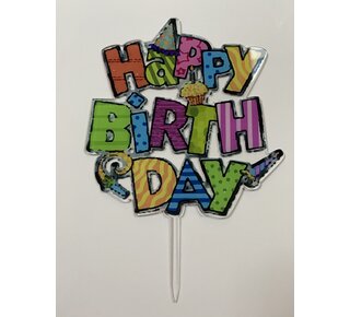 Topper happy birthday feest acryl