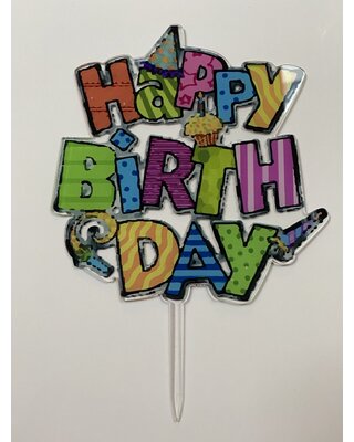 Topper happy birthday feest acryl