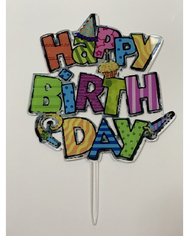 Topper happy birthday feest acryl