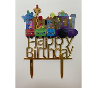 Topper happy birthday trein acryl