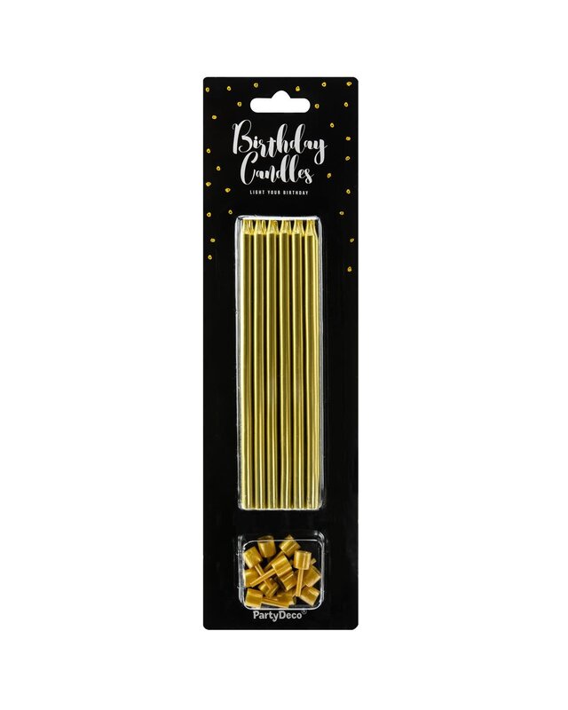 party deco PartyDeco Verjaardag Kaarsen Goud 12,5cm pk/12