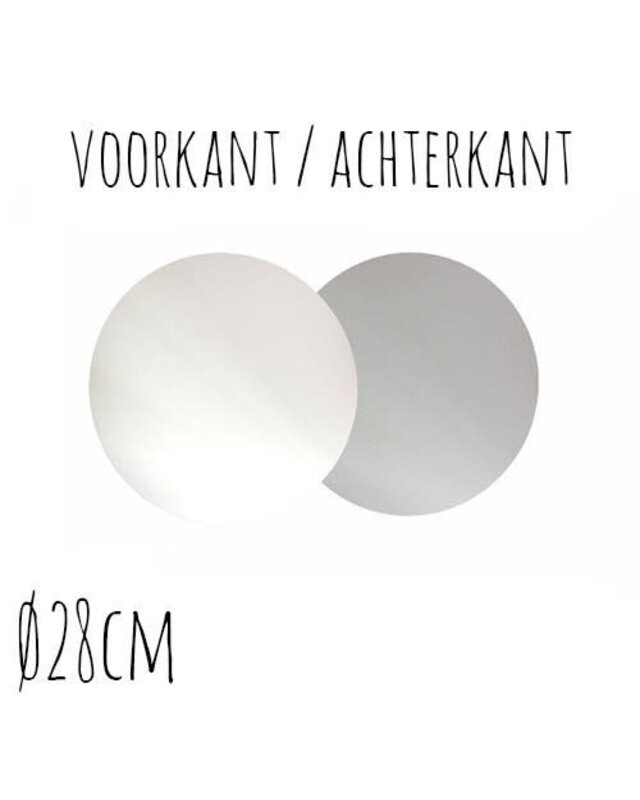 Taartonderzetter Wit / Zilver Ø28 cm per stuk