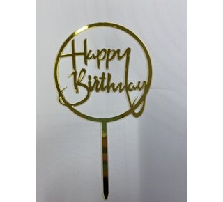 Happy birthday topper rond sierlijk