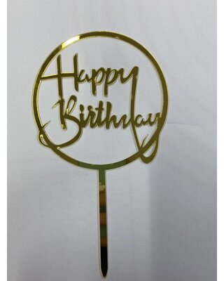 Happy birthday topper rond sierlijk