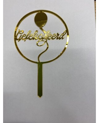 Gefeliciteerd topper goud ballon