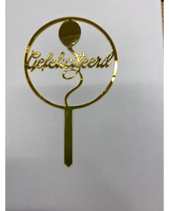 Gefeliciteerd topper goud ballon