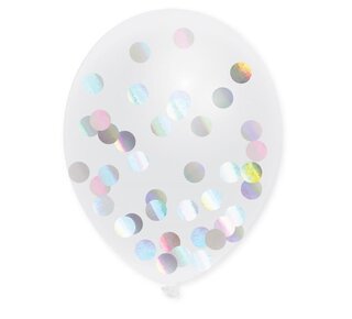 Confettiballonnen met Metallic Holographic Confetti 30cm 5st