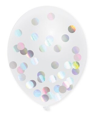 Confettiballonnen met Metallic Holographic Confetti 30cm 5st
