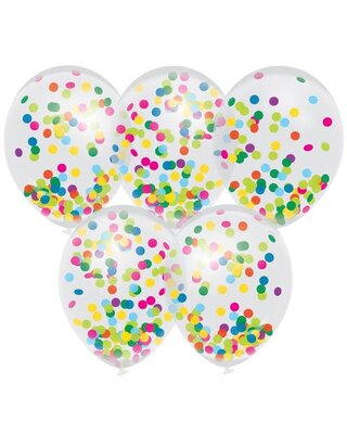 Confettiballonnen met multicolor confetti 30cm 5st