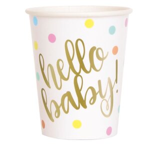 Bekers "Hello Baby" 25 cl 8 stuks