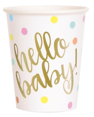 Bekers "Hello Baby" 25 cl 8 stuks