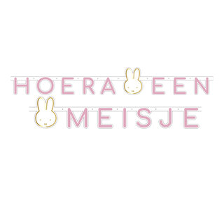 Letterslinger Nijntje roze Blauw "Hoera een meisje"