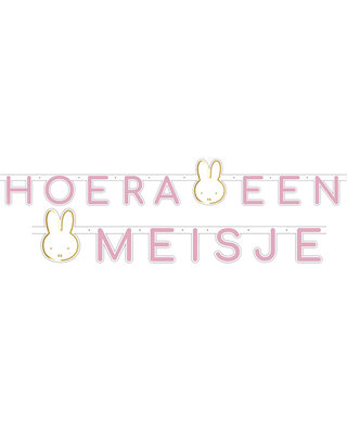 Letterslinger Nijntje roze Blauw "Hoera een meisje"