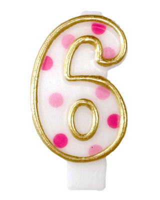 Cijferkaars Roze "6"