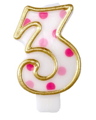 Cijferkaars Roze "3"