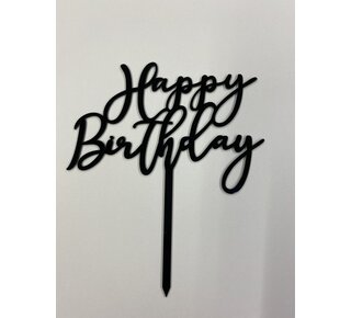 Cake topper Happy Birthday zwart art deco acryl