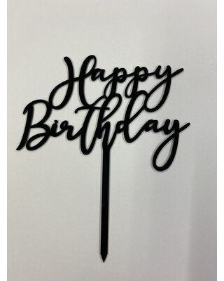 Cake topper Happy Birthday zwart  art deco acryl