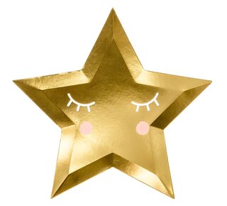 party deco PartyDeco Borden - Gouden Ster 27cm pk/6