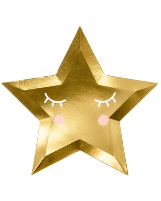 party deco PartyDeco Borden - Gouden Ster 27cm pk/6