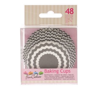 Funcakes FunCakes Cupcakevormpjes Chevron Grijs pk/48