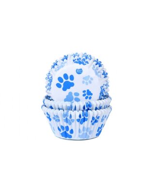 House of Marie House of Marie Baking Cups hondenpoot blauw pk/50