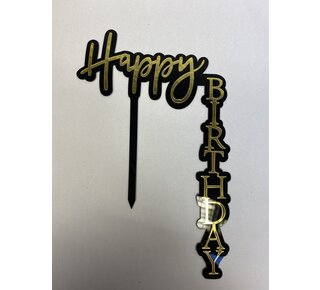 Happy birthday topper hoek zwart