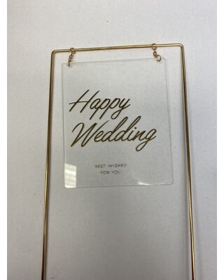 happy wedding topper metaal square transparant