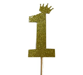 glitter prikker kroon goud cijfer 1