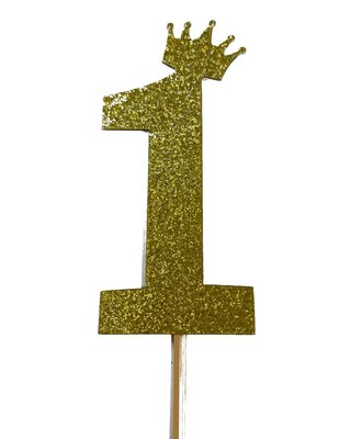 glitter prikker kroon goud cijfer 1