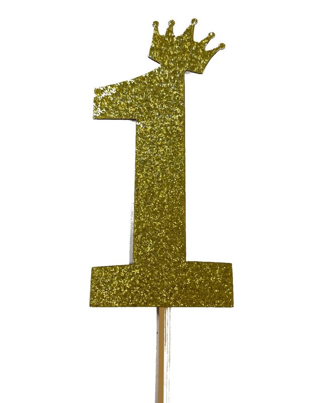 glitter prikker kroon goud cijfer 1