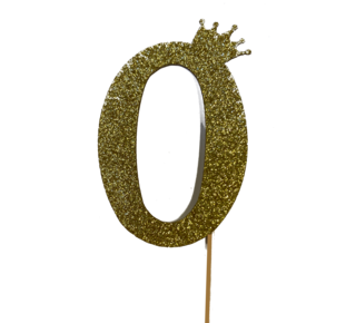 glitter prikker kroon goud cijfer 0