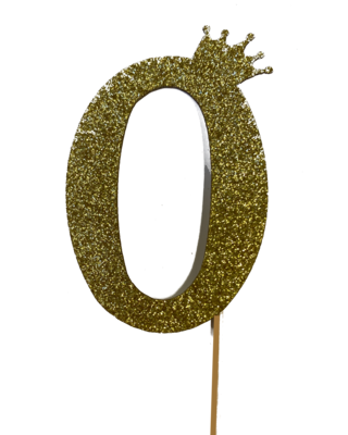 glitter prikker kroon goud cijfer 0