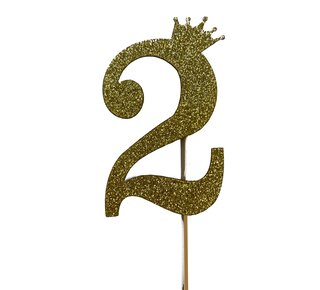 glitter prikker kroon goud cijfer 2