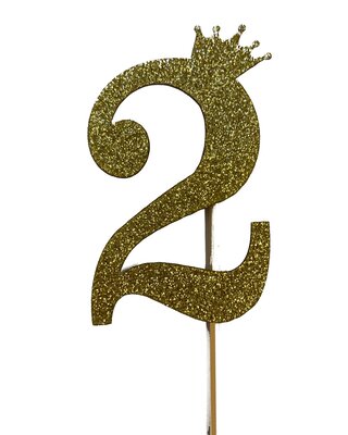 glitter prikker kroon goud cijfer 2
