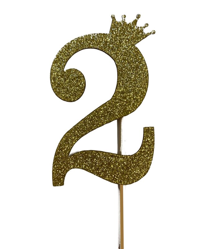 glitter prikker kroon goud cijfer 2