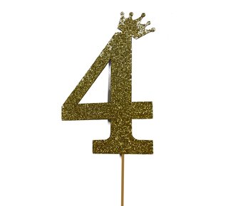glitter prikker kroon goud cijfer 4