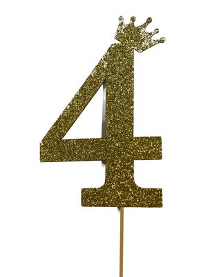 glitter prikker kroon goud cijfer 4