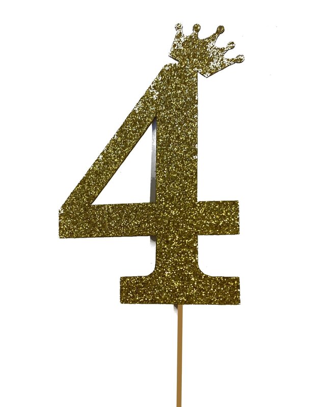 glitter prikker kroon goud cijfer 4