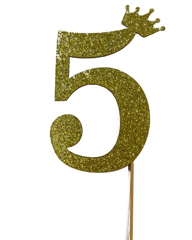 glitter prikker kroon goud cijfer 5