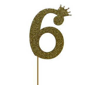 glitter prikker kroon goud cijfer 6