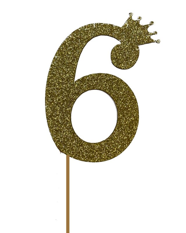 glitter prikker kroon goud cijfer 6