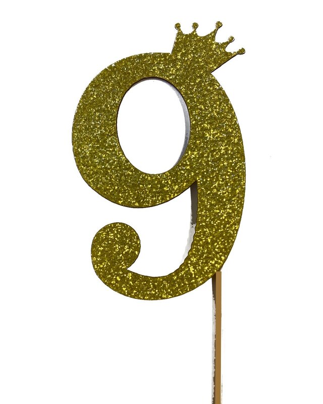 glitter prikker kroon goud cijfer 9