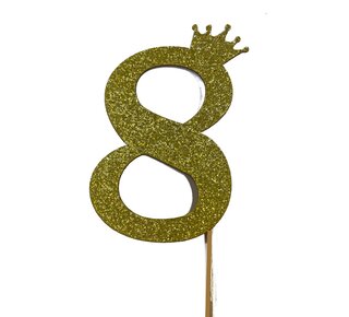 glitter prikker kroon goud cijfer 8