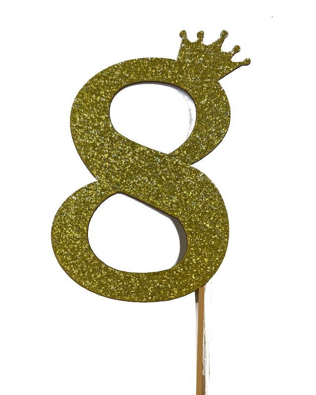 glitter prikker kroon goud cijfer 8