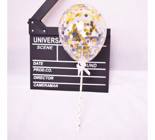 taarttopper confetti ballon goud zwart