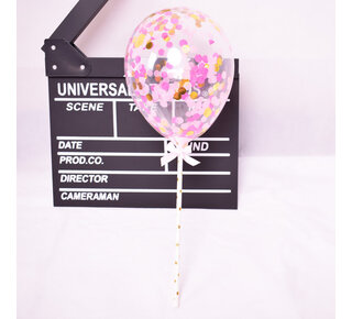 taarttopper confetti ballon roze
